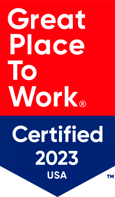 Great Place To Work Seal in Red and Blue, for the year 2023