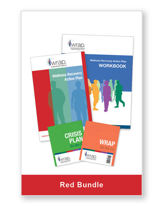 Display of book covers included in WRAP Red Bundle including Crisis Plan, the Wrap Workbook, and others.